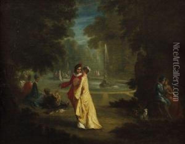 Couple Galant Dans Un Parc Oil Painting - Watteau, Jean Antoine