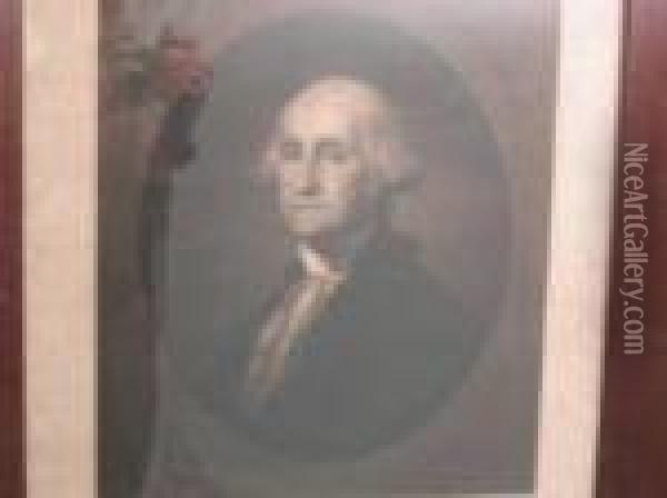 Portrait Ofgeorge Washington Copper Oil Painting - Gilbert Stuart