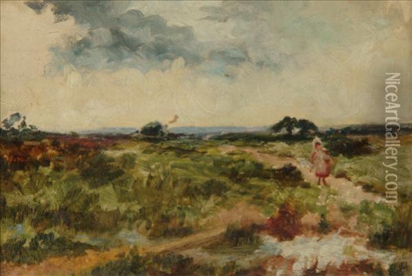 Passing Through A Moorland Landscape Oil Painting - John da Costa