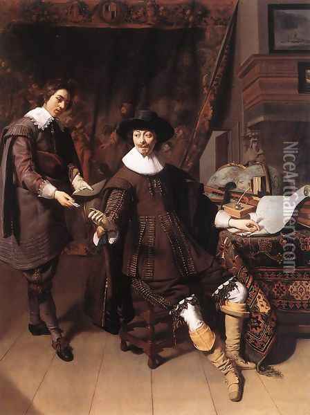 Constantijn Huygens and his Clerk 1627 Oil Painting - Thomas De Keyser