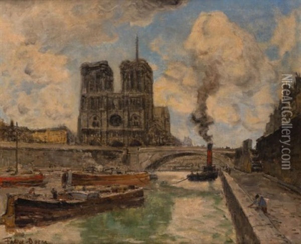 Paris La Seine, Les Quais Notre Dame, Oil Painting - Frank Myers Boggs