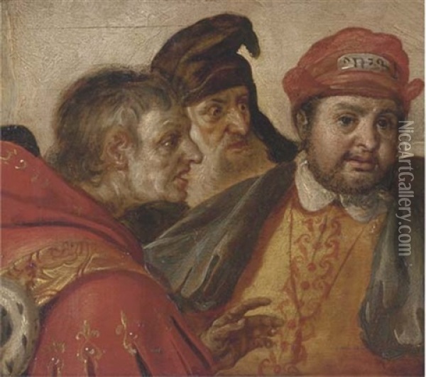 Priests Disputing Oil Painting - Jacob De Backer