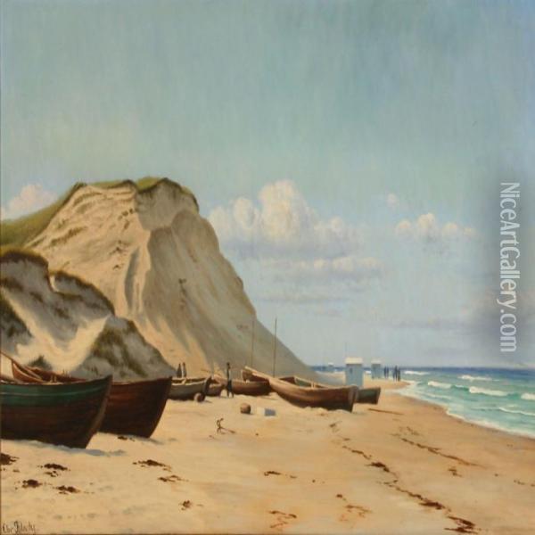 Summer Day At Lonstrup Beach, Denmark Oil Painting - Christian Vigilius Blache