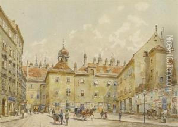 Old City View Of Vienna With Jesuit Church Towers In Background Oil Painting - Erwin Pendl