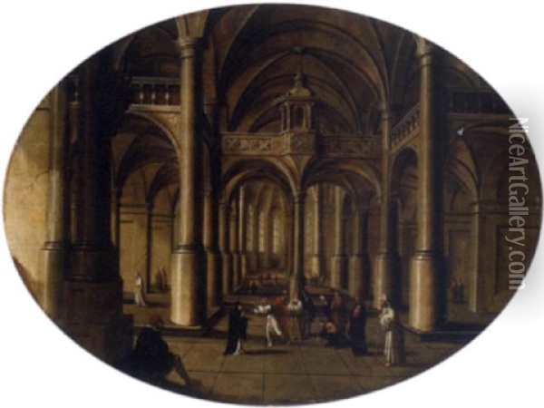 A Church Interior Oil Painting - Hans Jurriaensz van Baden