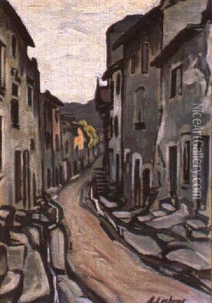 La Rue Du Fort, A Villeneuve Oil Painting - Alfred Lesbros