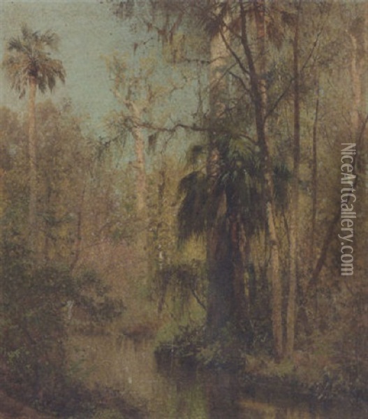 Edge Of The Everglades Oil Painting - Hermann Herzog