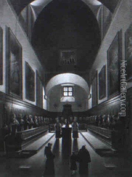Presentazione De Novizio Nella Cappella Dei Capuccini, Roma Oil Painting - Francois Marius Granet