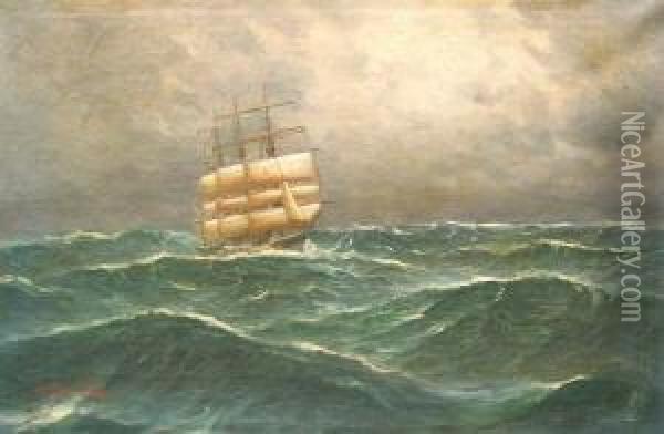 Windjammer Auf Hoher See Oil Painting - Alfred Jensen