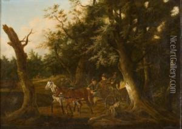 Jager Mit Kutsche Im Wald Oil Painting - Karl Friedrich Schulz