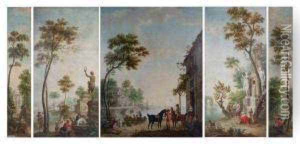 Serie Van Vijf Muurschilderingen Oil Painting - Petrus Norbertus Van Reysschoot
