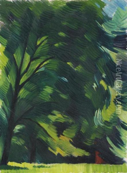 Baume Im Englischen Garten Oil Painting - Adolf Erbsloh