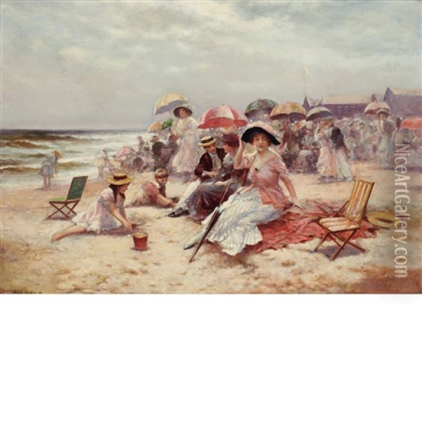 On The Beach, East Hampton Oil Painting - Edward Percy Moran