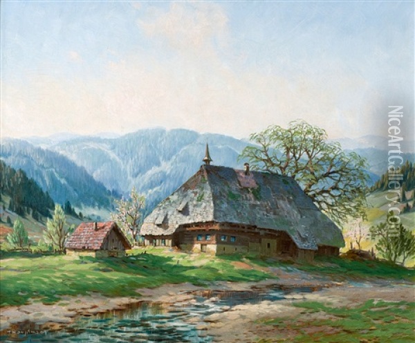 Bei Viertaler Oil Painting - Karl Hauptmann