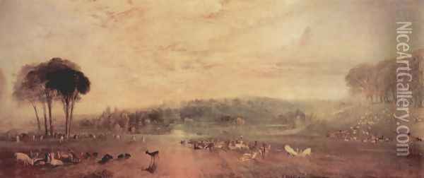 The lake, Petworth, sunset and goats Oil Painting - Joseph Mallord William Turner
