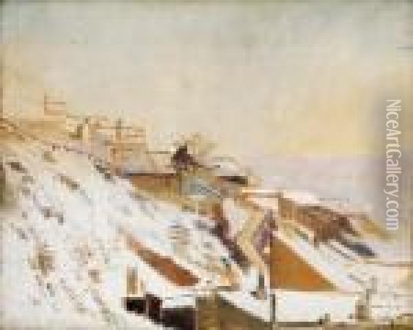 The Snow-covered Taban Lit By The Setting Sun Oil Painting - Laszlo Mednyanszky