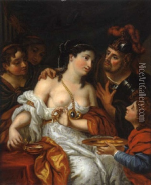Das Gastmahl Der Cleopatra Oil Painting - Christian Wilhelm Tischbein