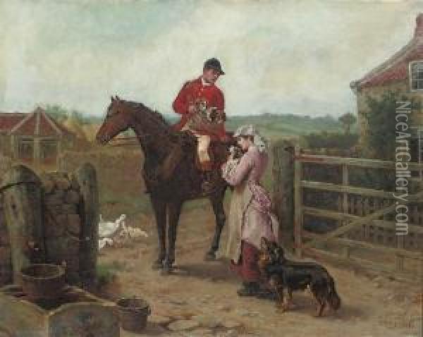 A Huntsman And A Maiden Oil Painting - Ralph Hedley