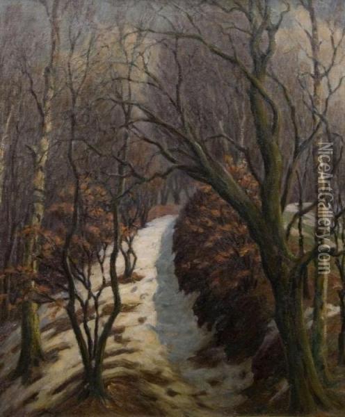 Winterlicher Waldweg Oil Painting - Paul Buchholz