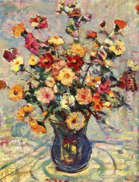 Still Life With Flowers Oil Painting - Maurice Brazil Prendergast