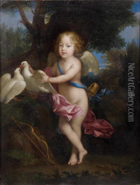 Portrait D'un Jeune Garcon En Cupidon Oil Painting - Jean Nocret I