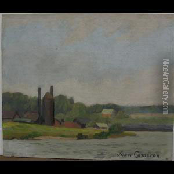 A View On Midland Bay; Farm Builidng Oil Painting - Jean Park Cameron