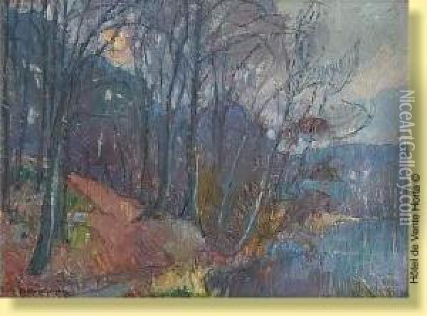 Crepuscule Sur L'etang Oil Painting - Mecislas De Rakowsky