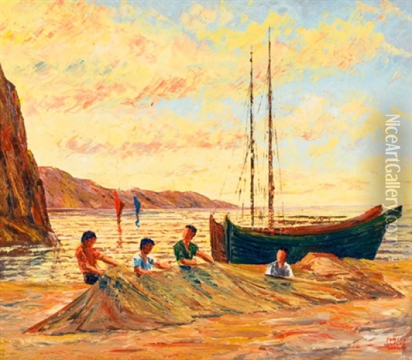 Rybaoi Na Sardinii Oil Painting - Luplau Janssen