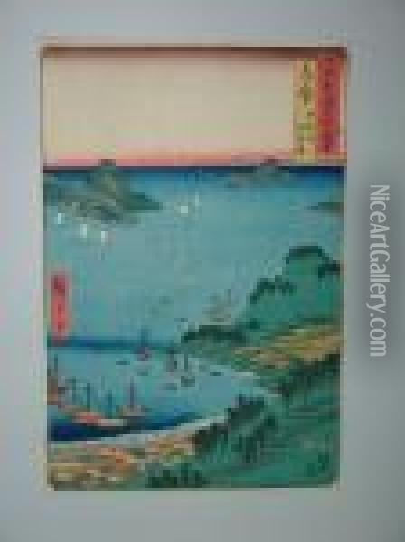 Le Mont Hiyori Et La Baie Toba Dans La Province Shima Oil Painting - Utagawa or Ando Hiroshige