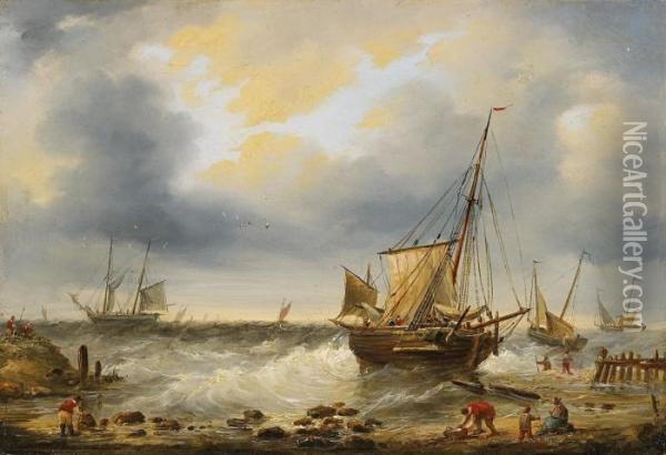 Kustenlandschaft Mit Segelbooten Oil Painting - Jan van Os