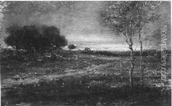 Water Meadow At Twilight Oil Painting - William Allen Wall