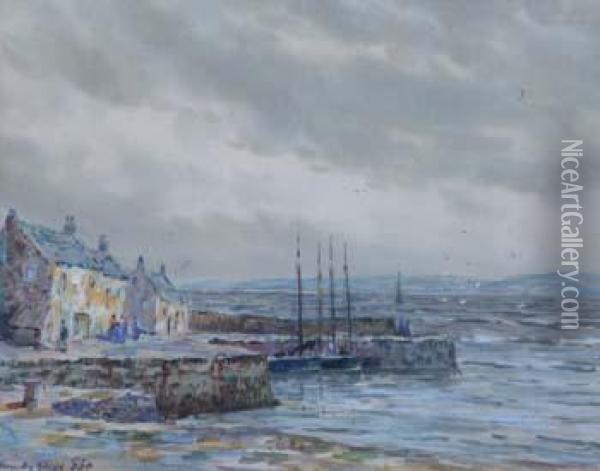 Scottish Harbour View Oil Painting - John Hamilton Glass