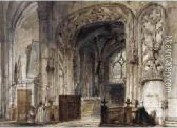 The Interior Of St. Jacques, Dieppe Oil Painting - Joseph Nash