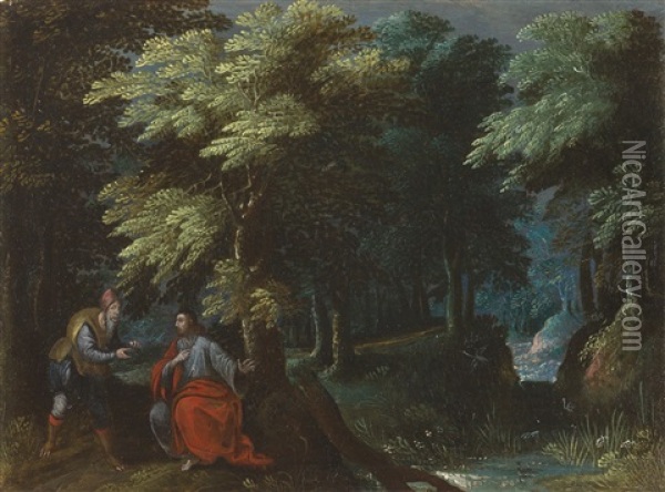 Waldlandschaft Mit Der Versuchung Christi Oil Painting - Gillis Van Coninxloo III