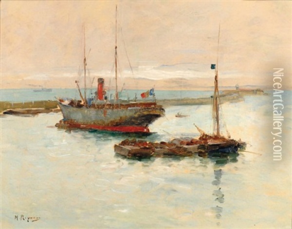 Bateaux Dans Le Port D'alger Oil Painting - Marius Reynaud