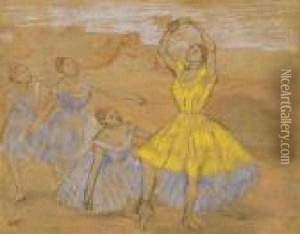 Groupe De Danseuses Oil Painting - Edgar Degas