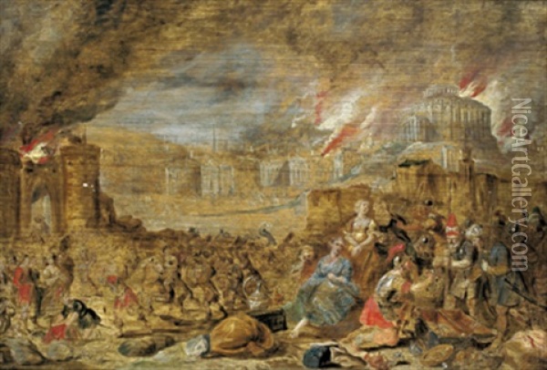 Nebuzardanes Beschenkt Jeremias Nach Der Zerstorung Jerusalems (flavius Josephus, Judische Geschichte X.9.1626) Oil Painting - Hans Jordaens III