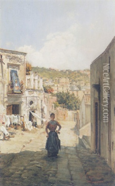 La Salita Di San Martino, Napoli Oil Painting - Vincenzo Caprile