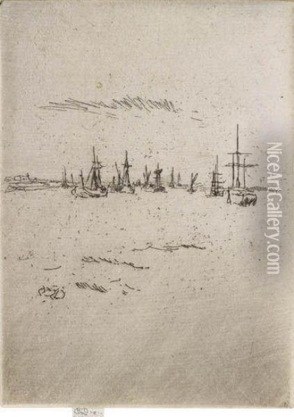 Jubilee Or Naval Review Set Oil Painting - James Abbott McNeill Whistler