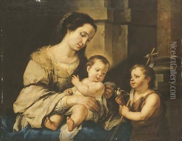The Virgin and Child with the Infant Saint John the Baptist Oil Painting - Bartolome Esteban Murillo