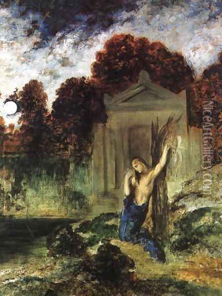 Orpheus on the Tomb of Euridice Oil Painting - Gustave Moreau