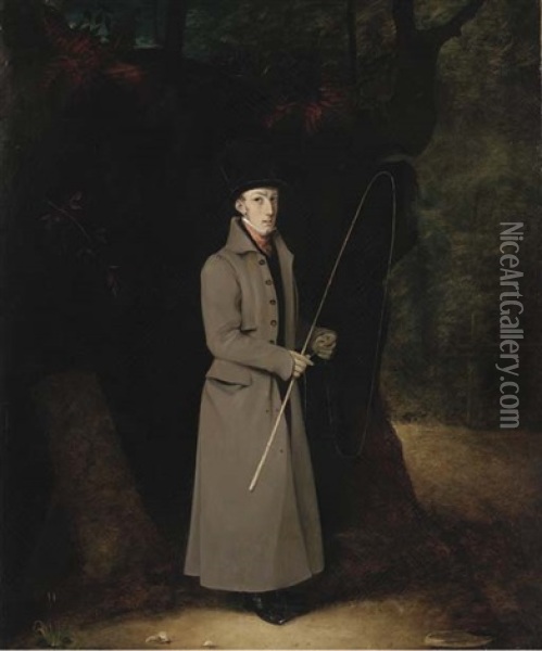 Portrait Of A Coachman, Full-length, In A Landscape Oil Painting - Jacques-Laurent Agasse