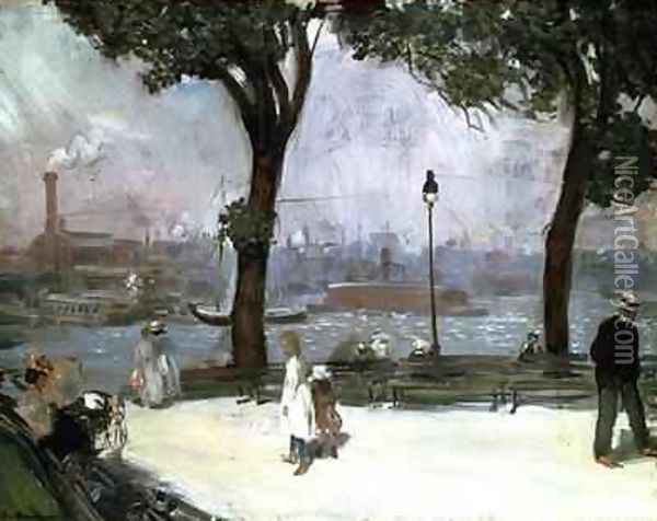 East River Park Oil Painting - William Glackens