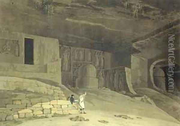 Part of the Kanaree Caves Salsette Oil Painting - Thomas & William Daniell