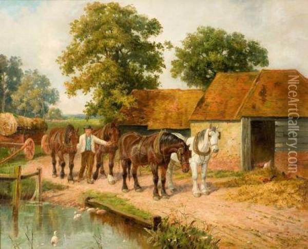 Untitled (farm Scene) Oil Painting - Joseph Clark