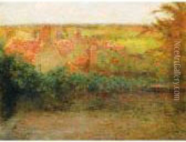 La Terrasse, Soleil, Gerberoy Oil Painting - Henri Eugene Augustin Le Sidaner