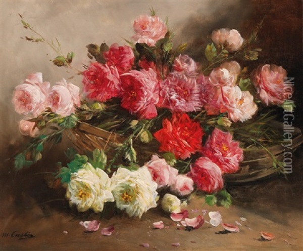 Basket Of Roses Oil Painting - Max Carlier