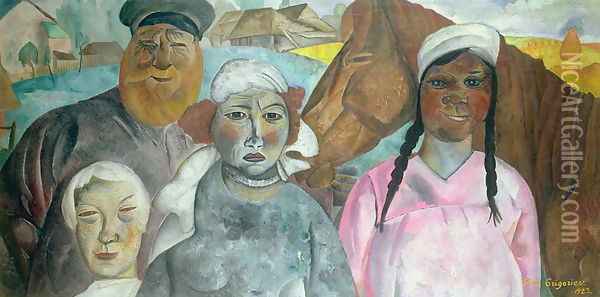 The Peasant Family Oil Painting - Boris Dmitrievich Grigoriev