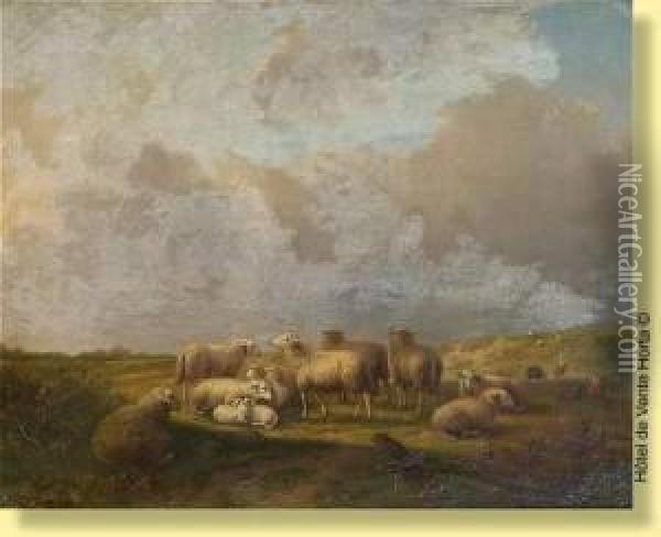 Troupeau De Moutons Dans Un Paysage Oil Painting - Auguste Coomans