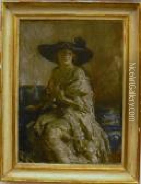 Dama Con Cappello Oil Painting - Louis Mark